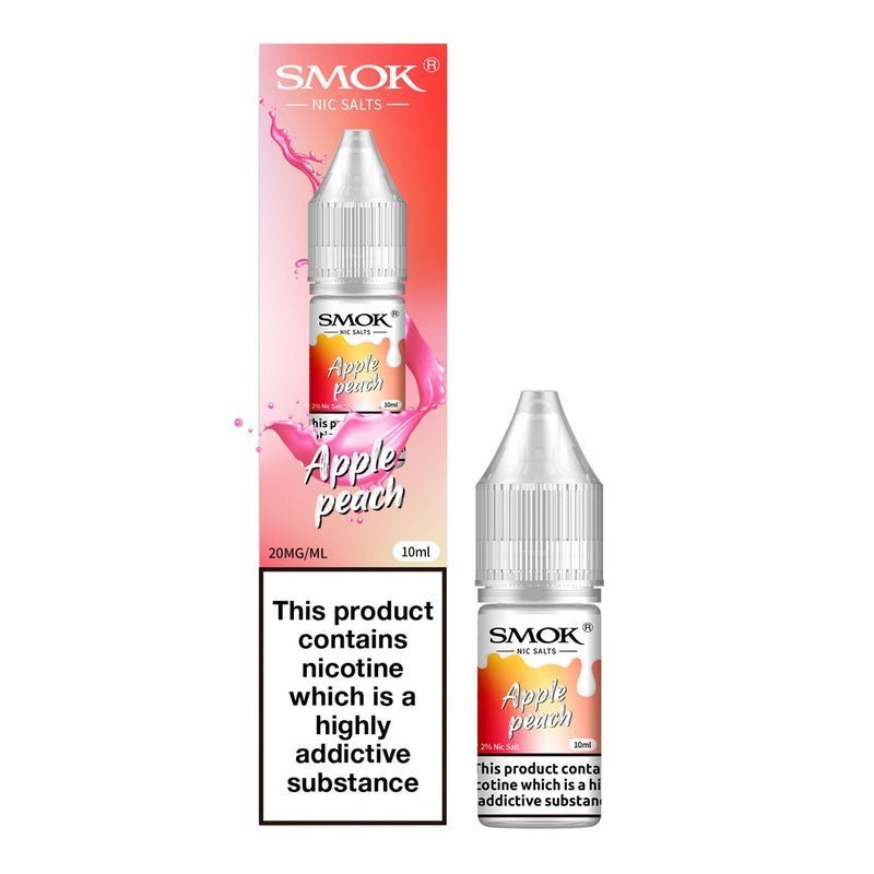 Smok Nic Salts 10ml E - liquids Box of 10 Apple Peach
