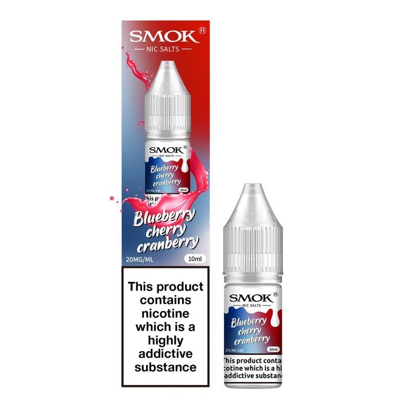 Smok Nic Salts 10ml E - liquids Box of 10 Blueberry Cherry Cranberry