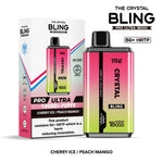 The Crystal Bling Pro Ultra 18000 Puffs Disposable Vape Box of 5 Cherry Ice / Peach Mango