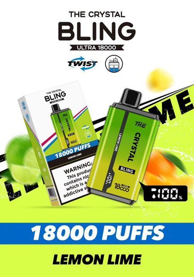 The Crystal Bling Pro Ultra Twist 18k Prefilled Pod Vape Box of 10 Lemon Lime