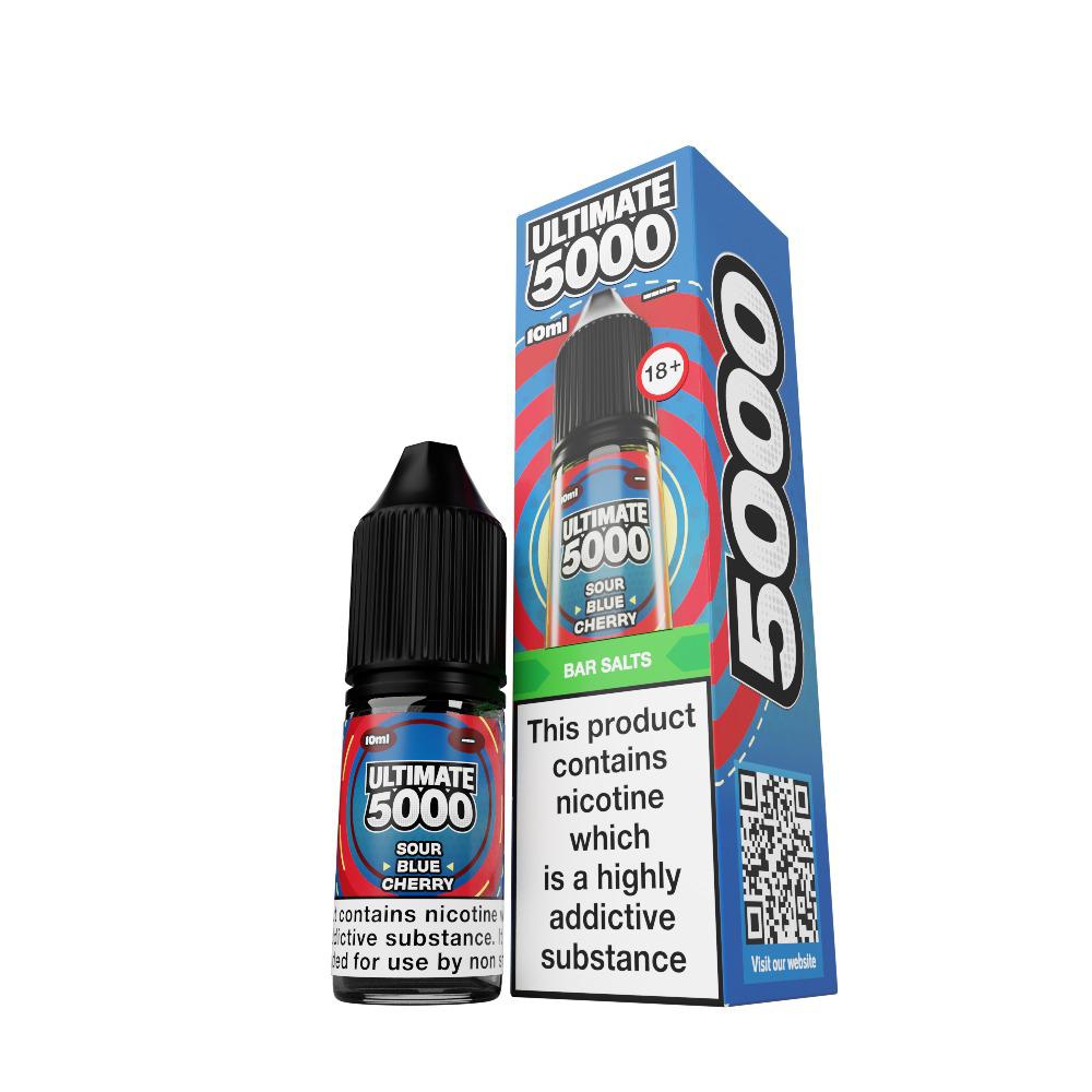 Ultimate 5000 Nic Salt 10ml E - Liquid Box of 10 Sour Blue Cherry