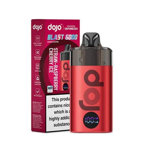 Vaporesso Dojo Blast 6000 Prefilled Pod Vape Kit Box of 5 Red - Straw - Raspberry Cherry
