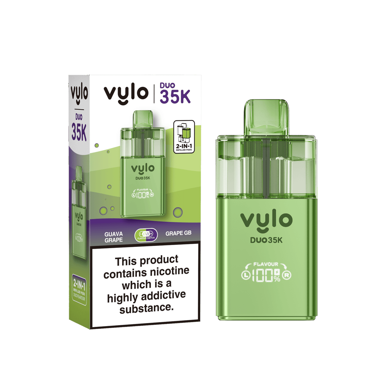 Vylo Duo 35k Prefilled Pod Kit Box of 5 Guava Grape/Grape GB