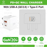 Woox MX0168 UK Type - C 20W PD & USB 3A QC Wall Charger without Cable, White