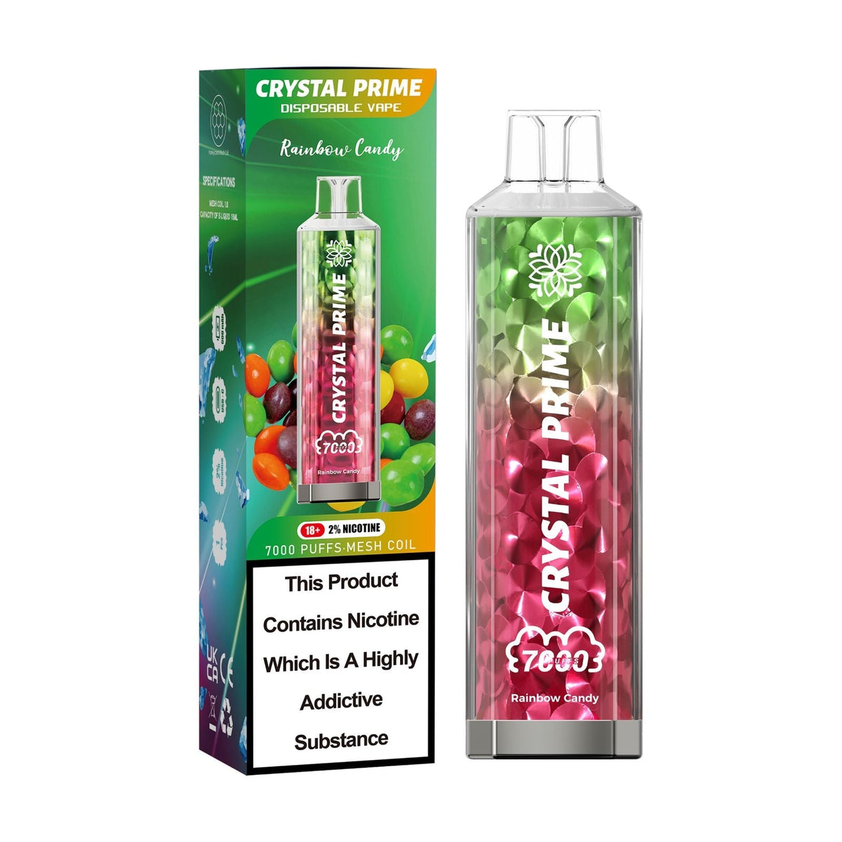 3D Crystal Prime 7000 Prefilled Pod Vape - Box of 10 Skittles