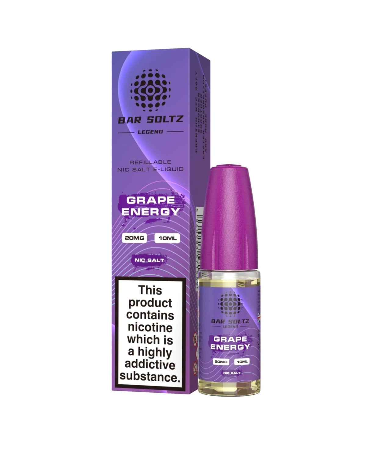 Bar soltz 10ml Nic Salt Pack of 10 Grape Energy