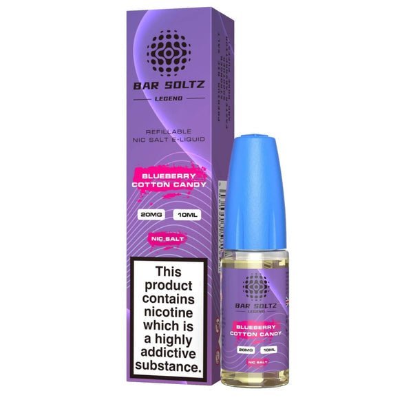 Bar Soltz Legend Nic Salts 10ml E - liquids - Box of 10 Blueberry Cotton Candy