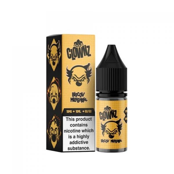 Clownz Nic Salts 10ml Box of 10 Biscov Milkshake
