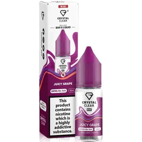 Crystal Clear Nic Salts 10ml - Pack of 10 Juicy Grape