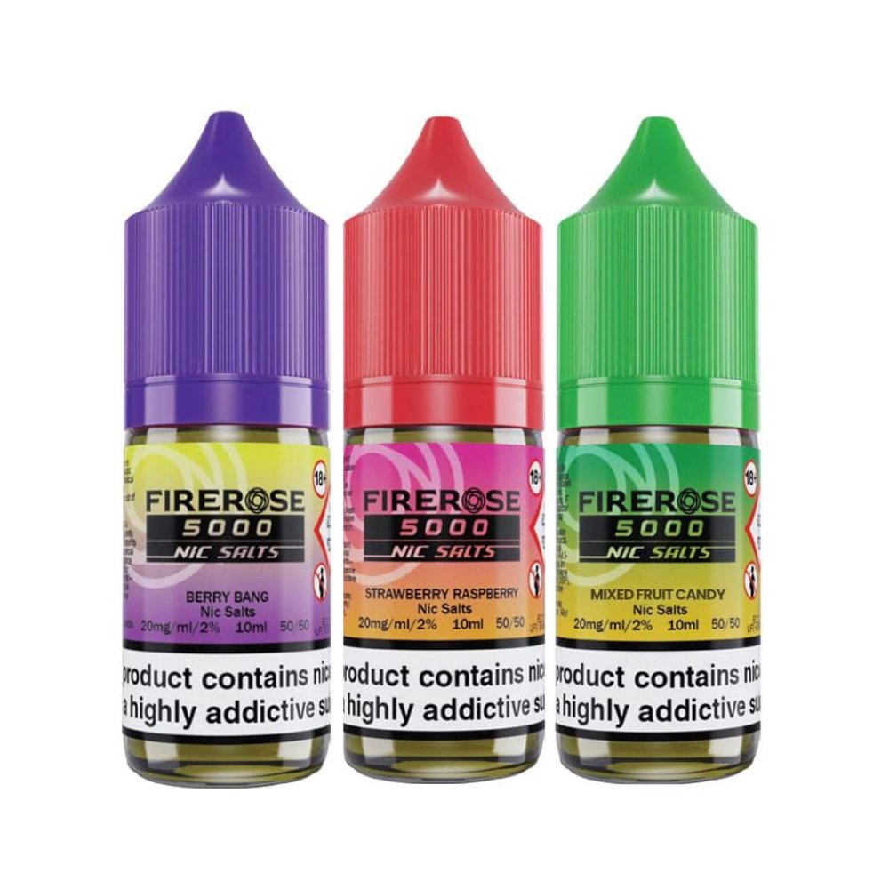 Elux Firerose 5000 10ml Nic Salts E - liquids Box of 10 Strawberry Raspberry