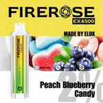 Firerose 4500 Puffs Disposable Vape Pod - Box of 10 Peach Blueberry Candy