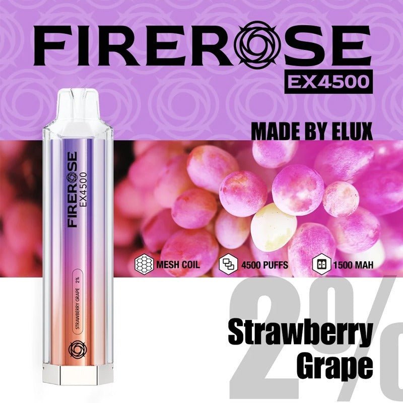 Firerose 4500 Puffs Disposable Vape Pod - Box of 10 Strawberry Grape
