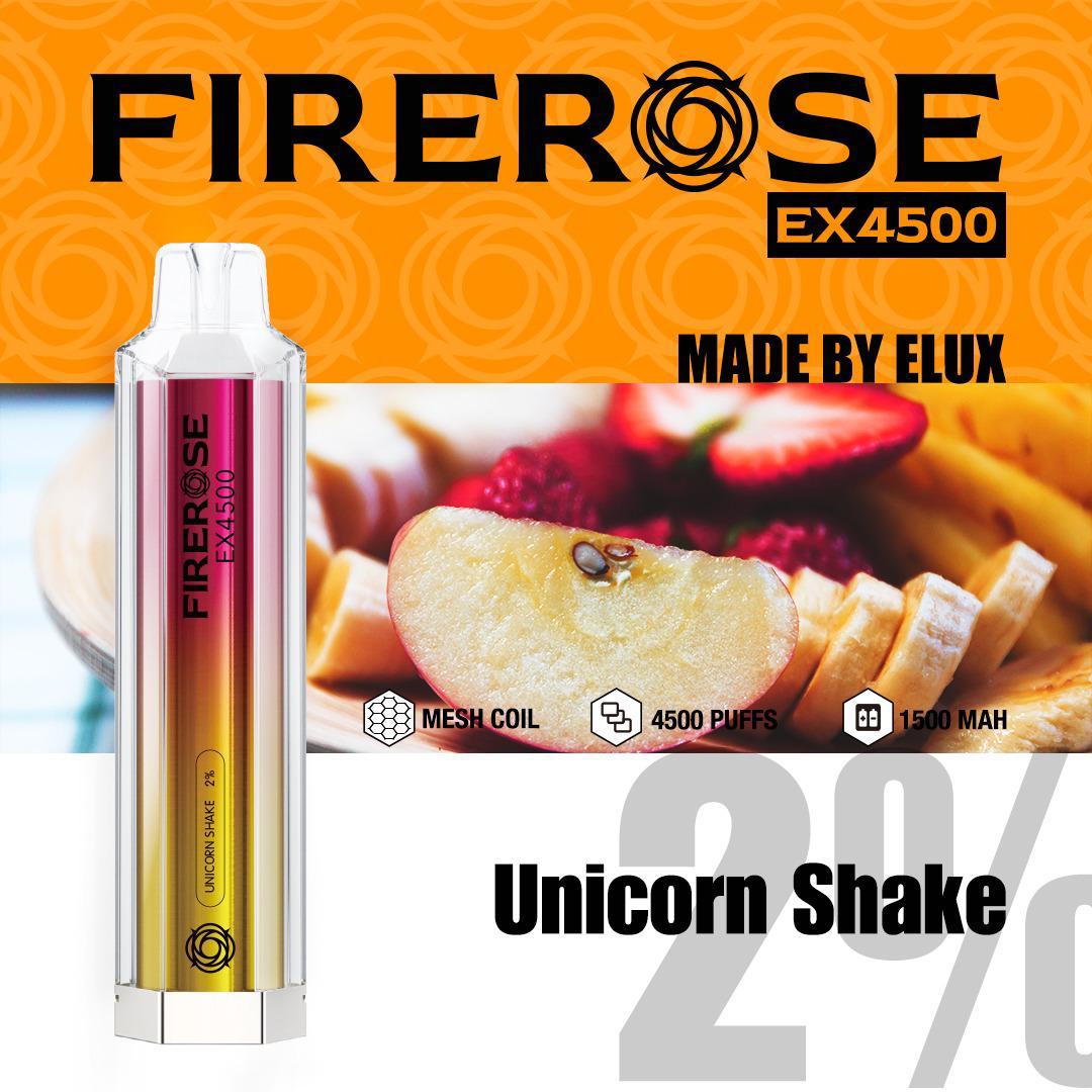 Firerose 4500 Puffs Disposable Vape Pod - Box of 10 Unicorn Shake