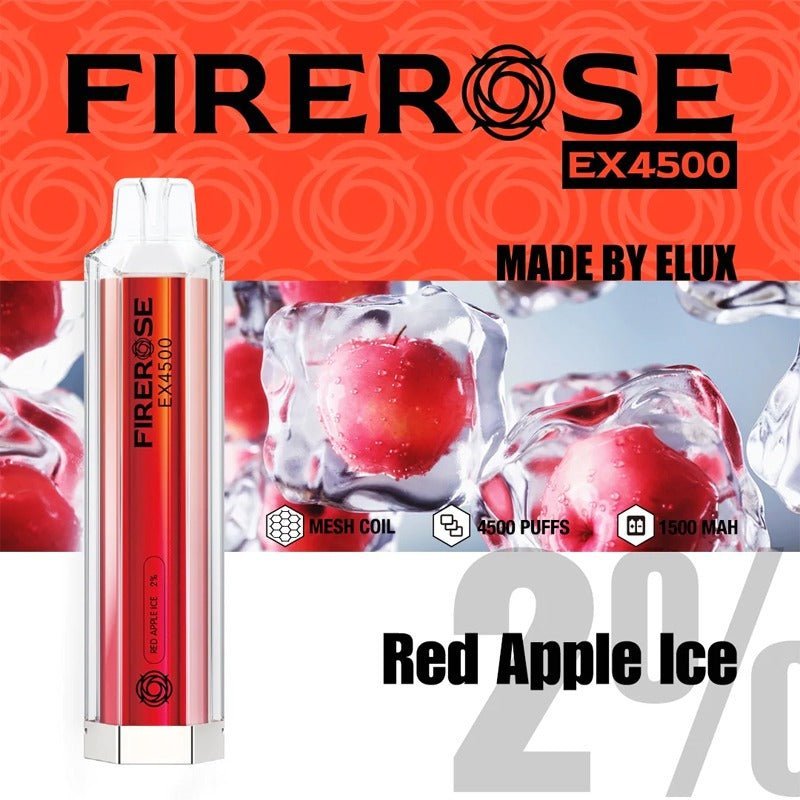 Firerose 4500 Puffs Disposable Vape Pod - Box of 10 Red Apple Ice