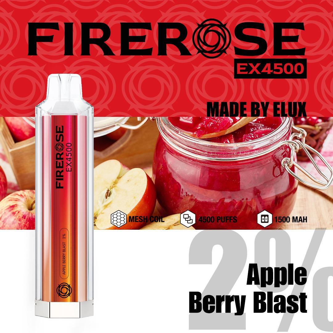 Firerose 4500 Puffs Disposable Vape Pod - Box of 10 Apple Berry Blast
