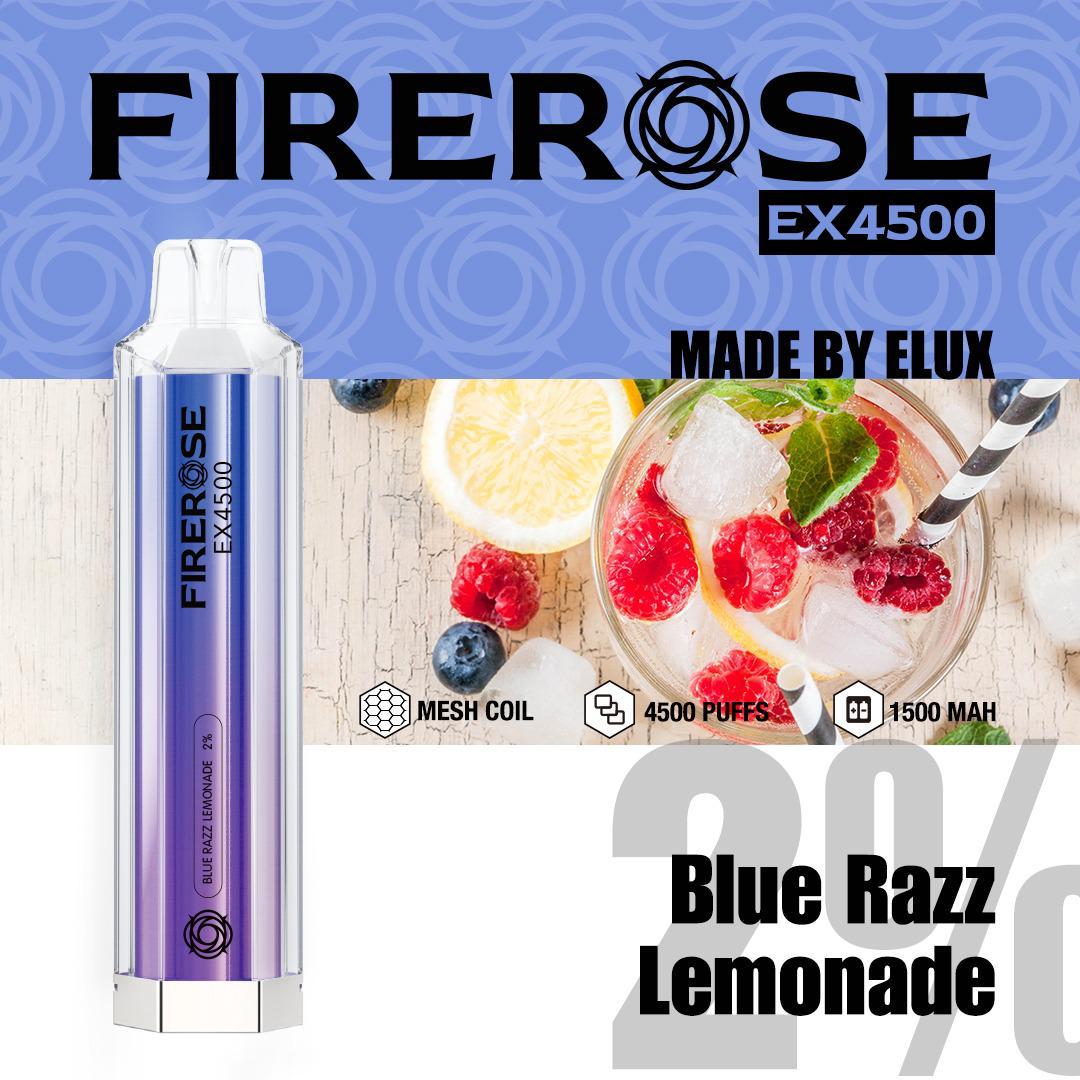 Firerose 4500 Puffs Disposable Vape Pod - Box of 10 Blue Razz Lemonade