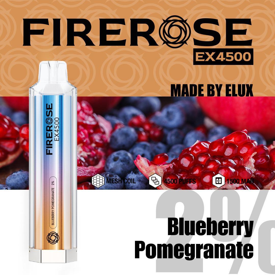 Firerose 4500 Puffs Disposable Vape Pod - Box of 10 Blueberry Pomegranate