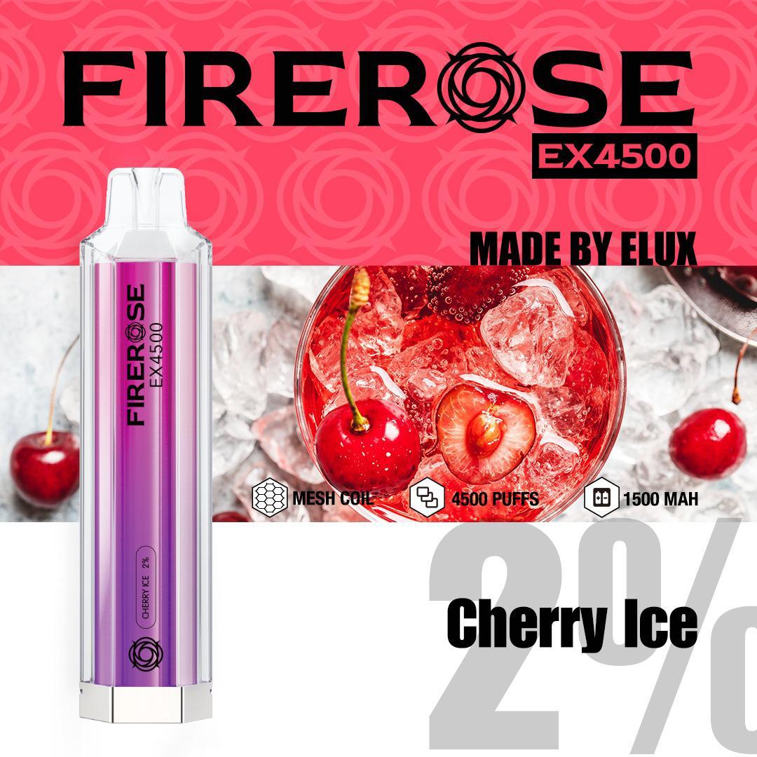 Firerose 4500 Puffs Disposable Vape Pod - Box of 10 Cherry Ice