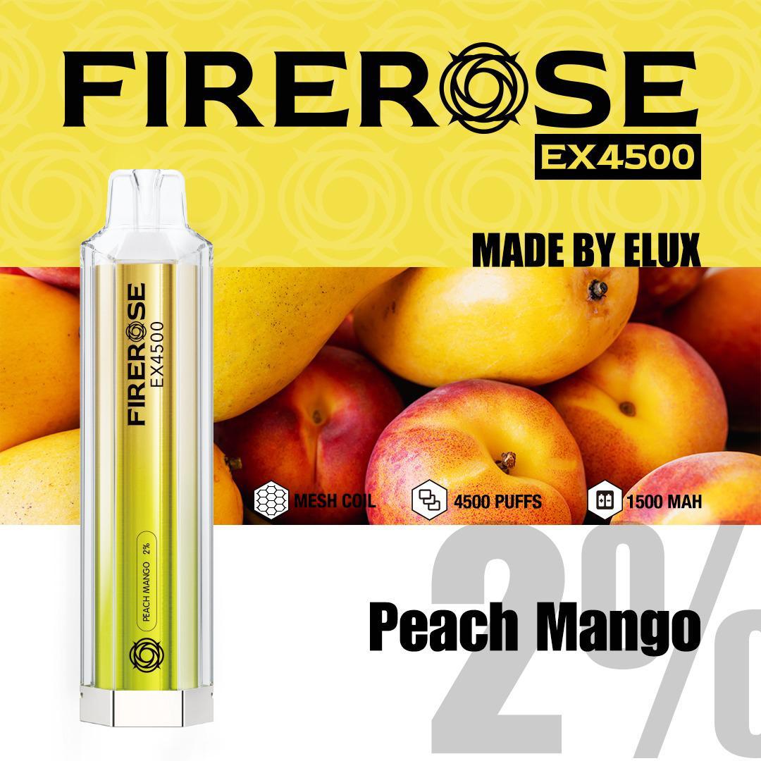 Firerose 4500 Puffs Disposable Vape Pod - Box of 10 Peach Mango