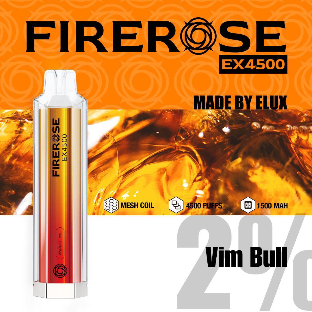 Firerose 4500 Puffs Disposable Vape Pod - Box of 10 Vim Bull