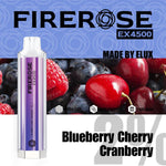 Firerose 4500 Puffs Disposable Vape Pod - Box of 10 Blueberry Cherry Cranberry