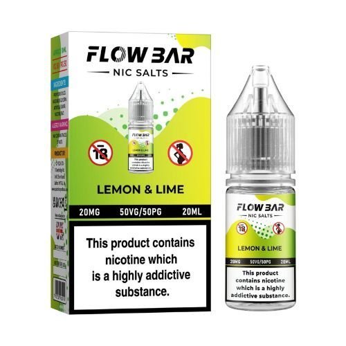 Flow Bar 20ml Nic Salts E - Liquid Pack of 10 Lemon & Lime