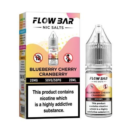 Flow Bar 20ml Nic Salts E - Liquid Pack of 10 Blue Cherry Cranberry