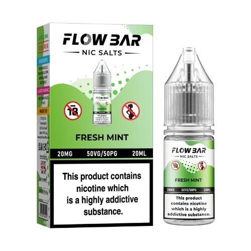 Flow Bar 20ml Nic Salts E - Liquid Pack of 10 Fresh Mint