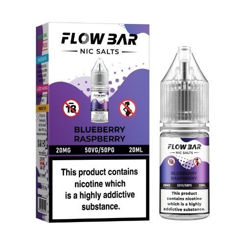 Flow Bar 20ml Nic Salts E - Liquid Pack of 10 Blueberry Raspberry