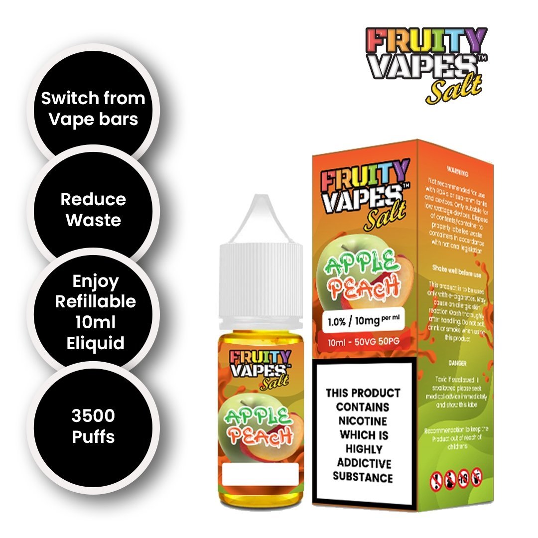 Fruity Vapes Salt 10ml Nic Salts Box of 10 Apple Peach