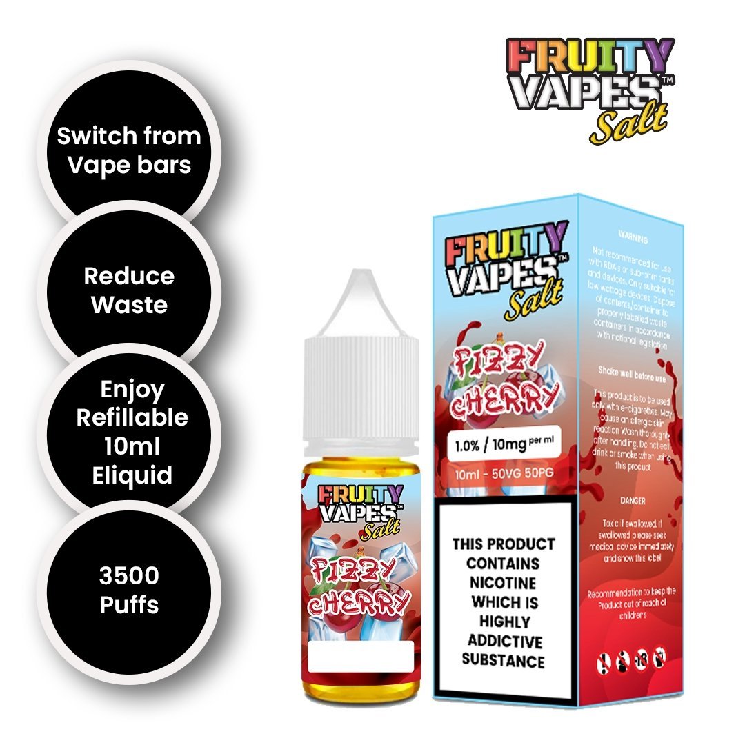 Fruity Vapes Salt 10ml Nic Salts Box of 10 Fizzy Cherry