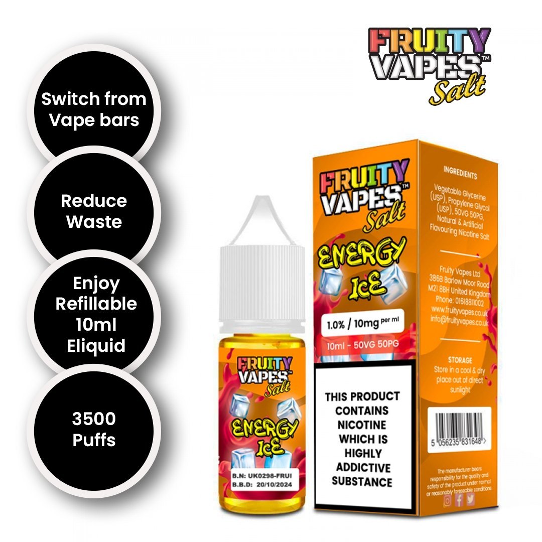 Fruity Vapes Salt 10ml Nic Salts Box of 10 Energy Ice