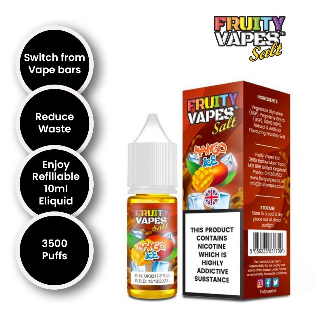 Fruity Vapes Salt 10ml Nic Salts Box of 10 Mango Ice