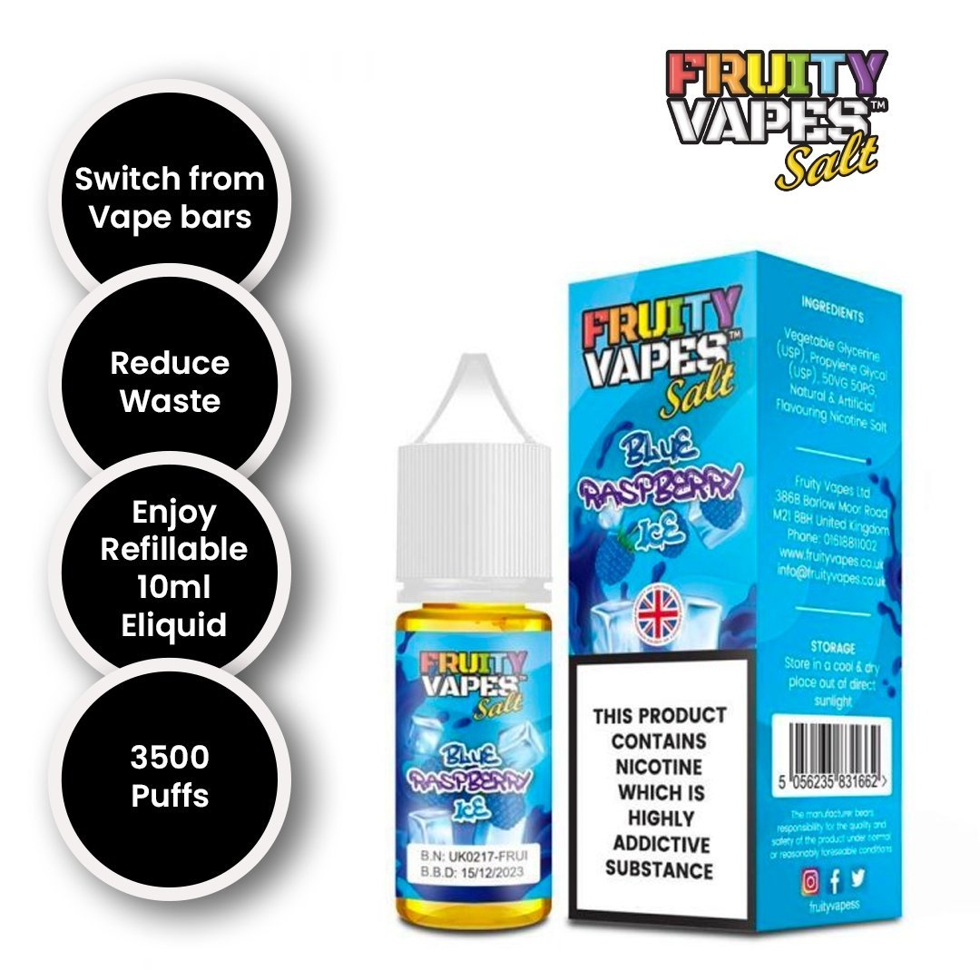 Fruity Vapes Salt 10ml Nic Salts Box of 10 Blue Raspberry