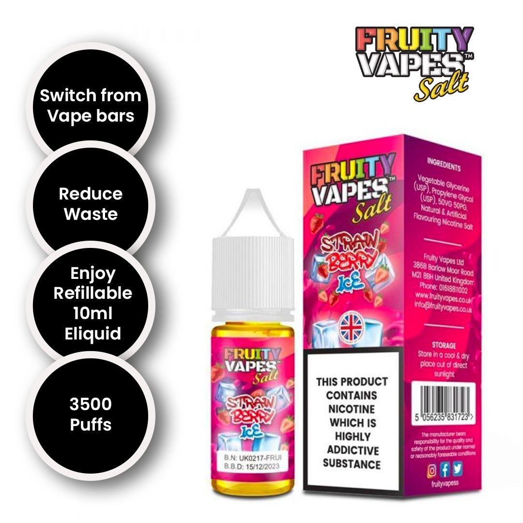 Fruity Vapes Salt 10ml Nic Salts Box of 10 Strawberry Ice
