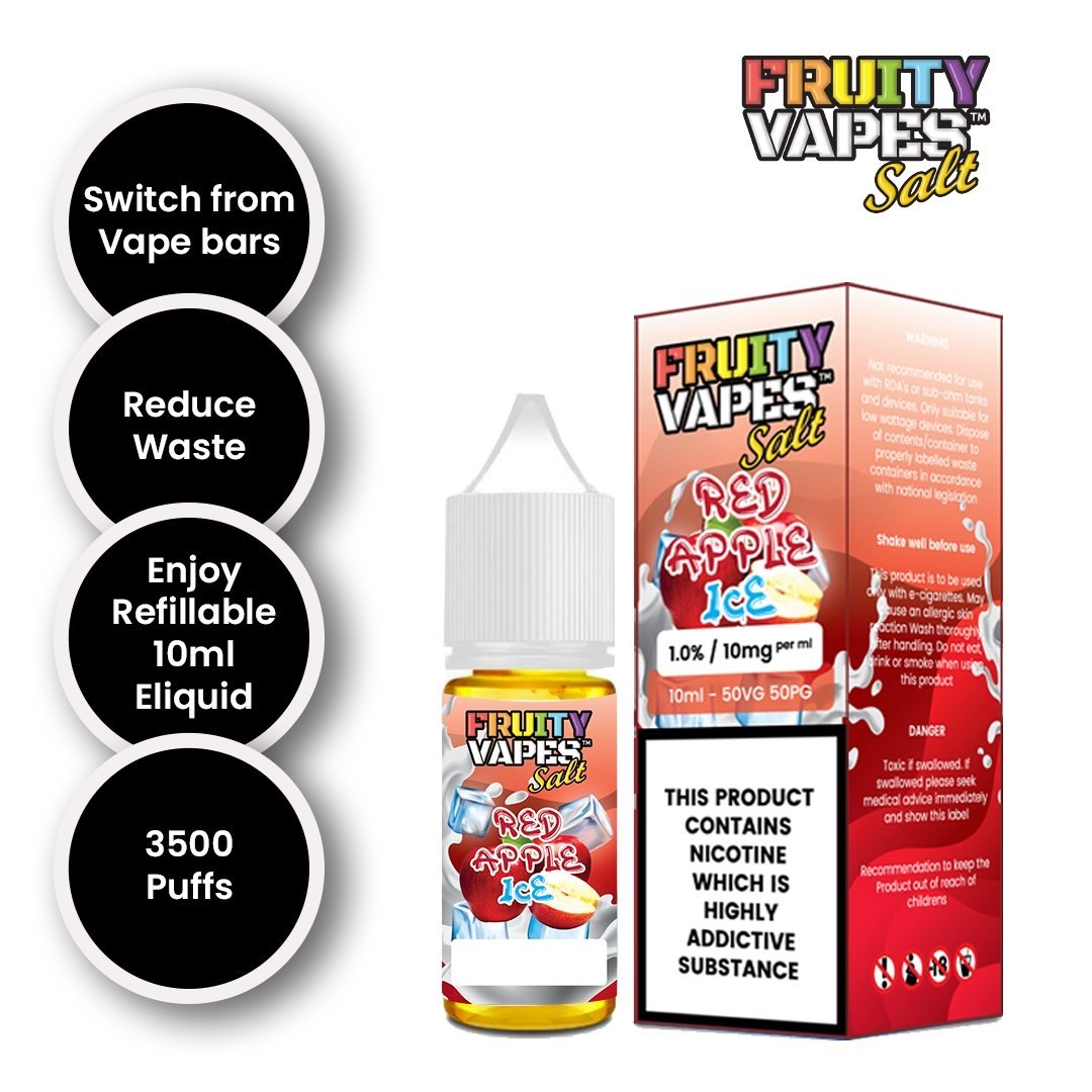 Fruity Vapes Salt 10ml Nic Salts Box of 10 Red Apple Ice