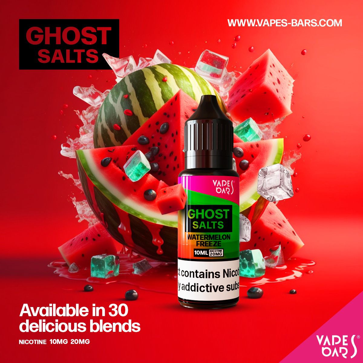 GHOST 3500 Nic Salts 10ml - Box of 10 Watermelon Freeze
