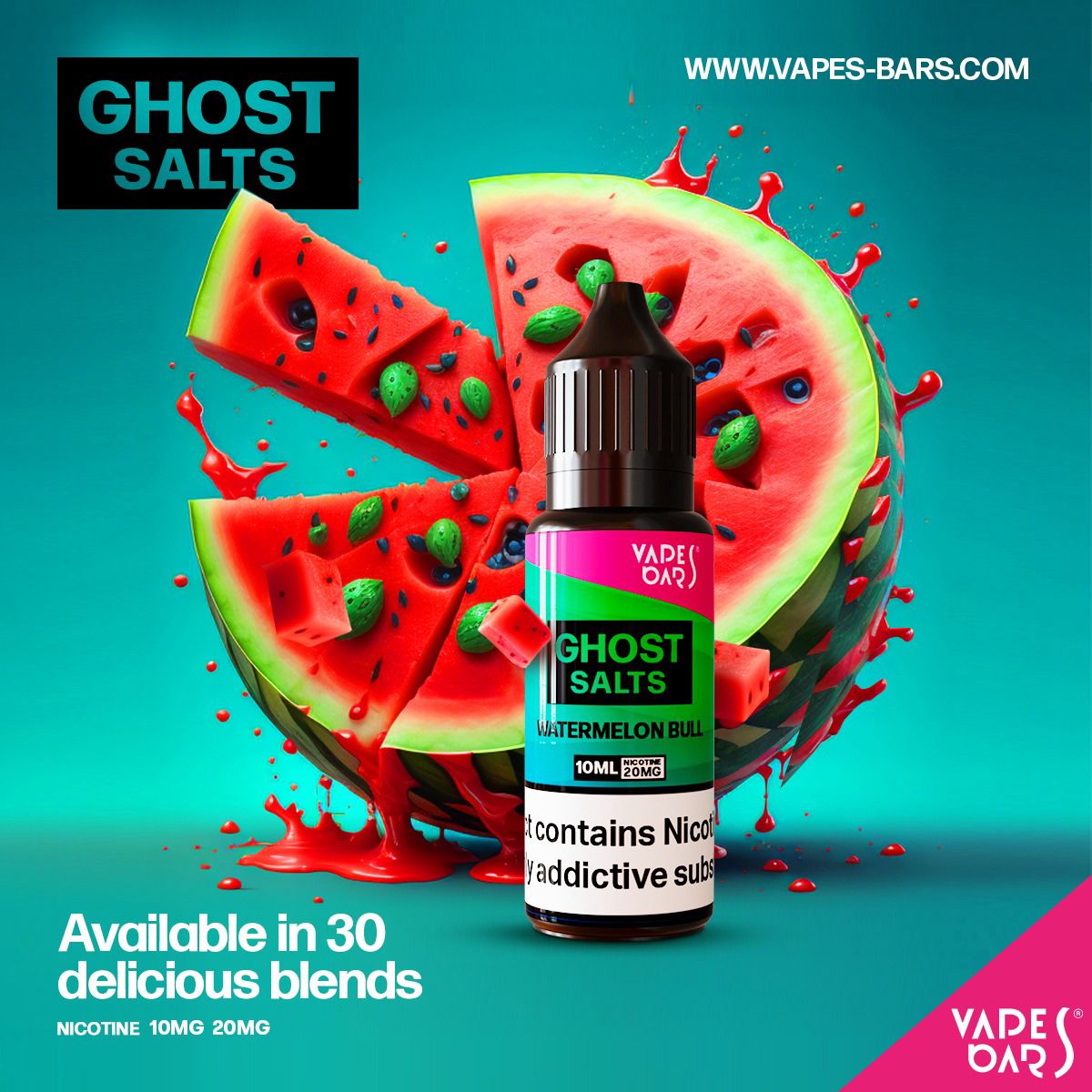 GHOST 3500 Nic Salts 10ml - Box of 10 Watermelon Bull