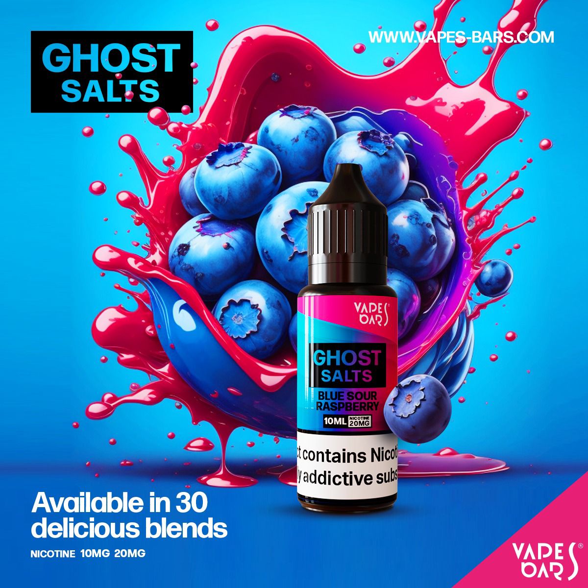 GHOST 3500 Nic Salts 10ml - Box of 10 Blue Sour Raspberry