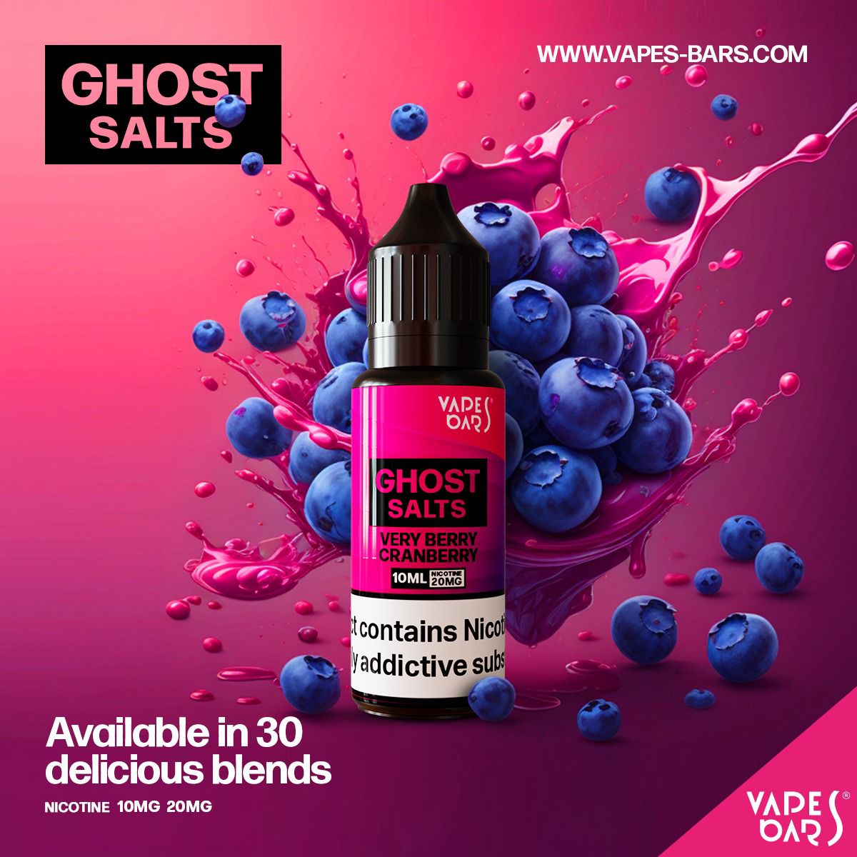 GHOST 3500 Nic Salts 10ml - Box of 10 Very Bery Cranberry