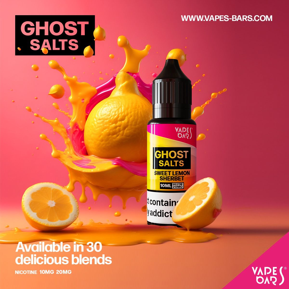 GHOST 3500 Nic Salts 10ml - Box of 10 Sweet Lemon Sherbet