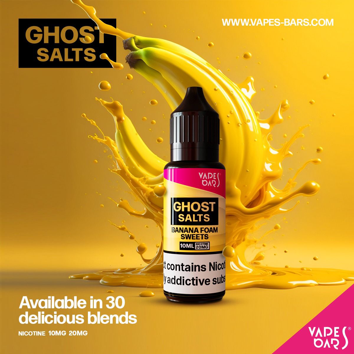 GHOST 3500 Nic Salts 10ml - Box of 10 Banana Foam Sweets