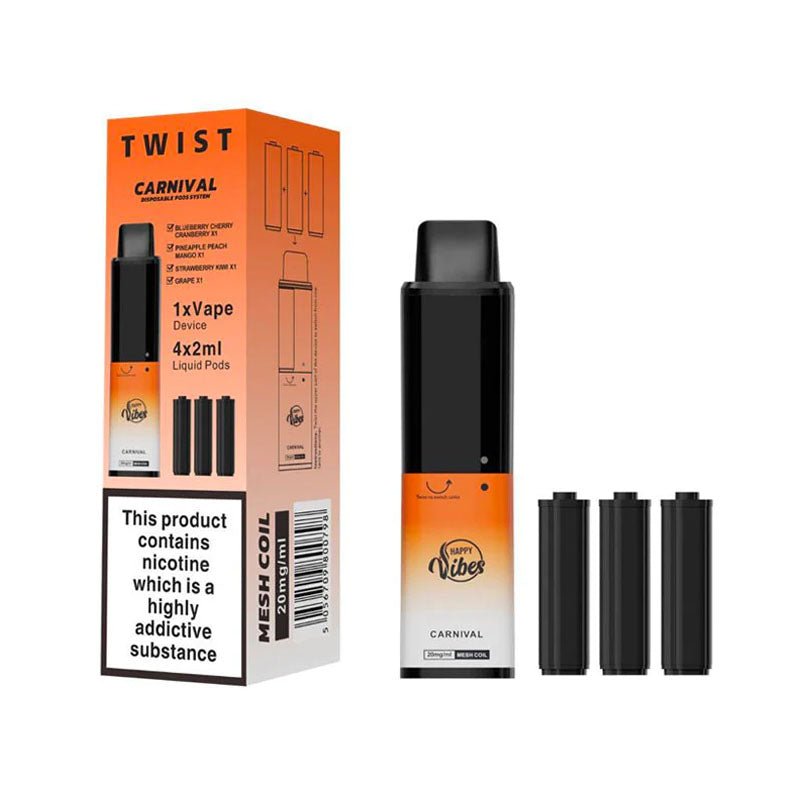 Happy Vibes Twist 2400 Disposable Vape Pen Box of 5 Carnival *New*
