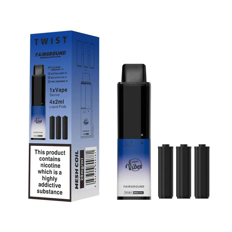 Happy Vibes Twist 2400 Disposable Vape Pen Box of 5 Fairground *New*