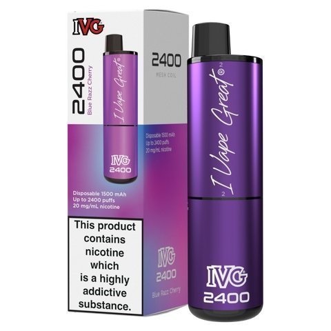 IVG 2400 Prefilled Pod Vape Kit Box of 5 Blue Razz Cherry