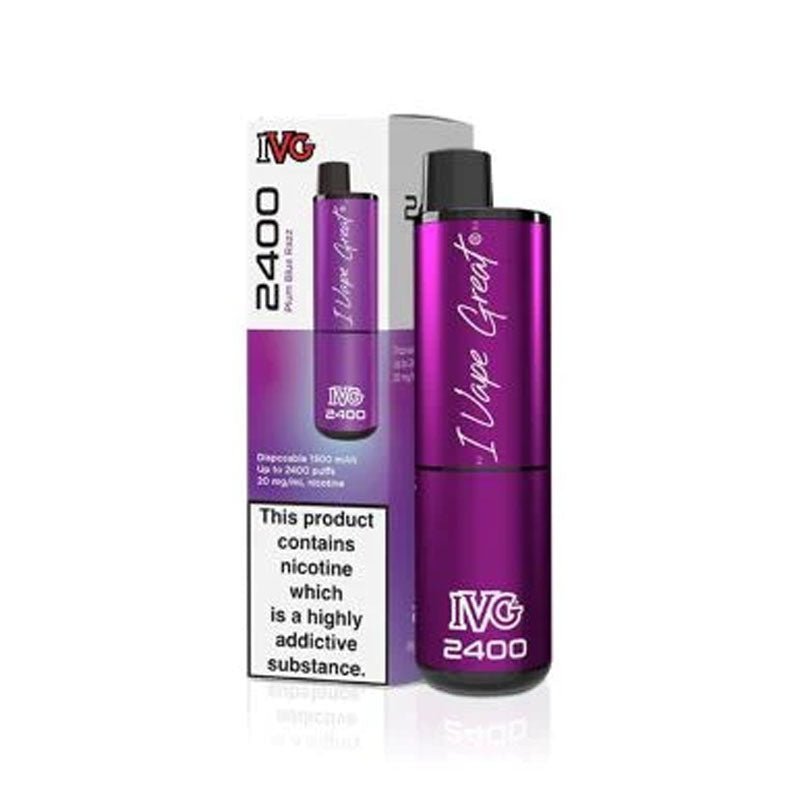 IVG 2400 Prefilled Pod Vape Kit Box of 5 Plum Blue Razz