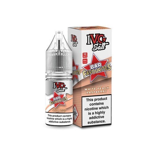 IVG Nic Salt Bar Favourite 10ml E Liquid - Pack Of 10 White Peach Raspberry