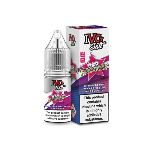 IVG Nic Salt Bar Favourite 10ml E Liquid - Pack Of 10 Strawberry Watermelon Bubblegum