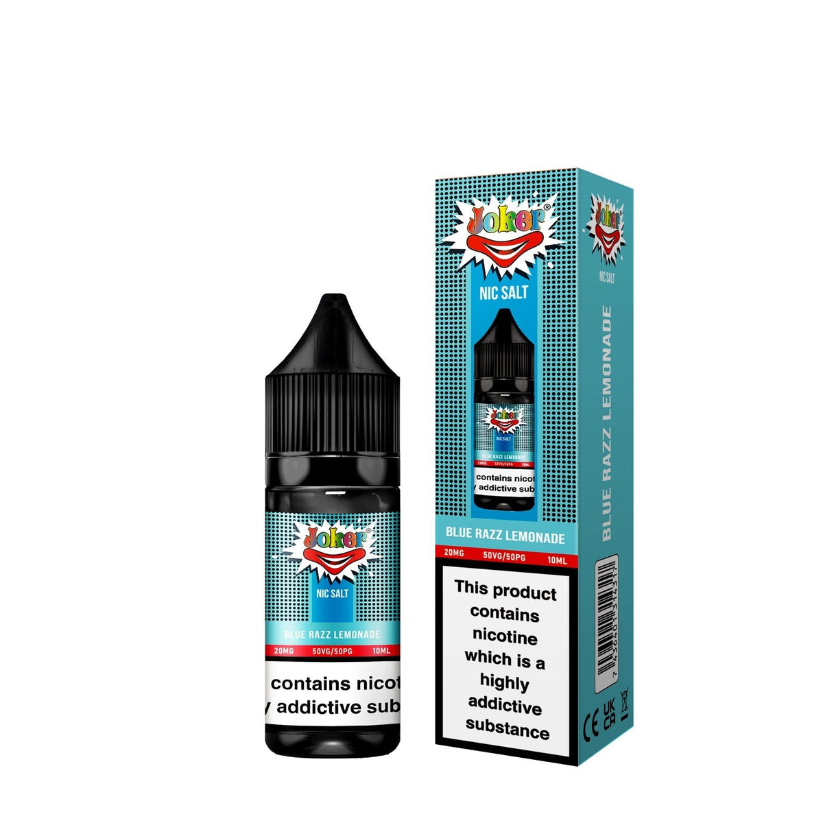 Joker Nic Salt 10ml E - liquids - Box of 10 Blue Razz Lemonade