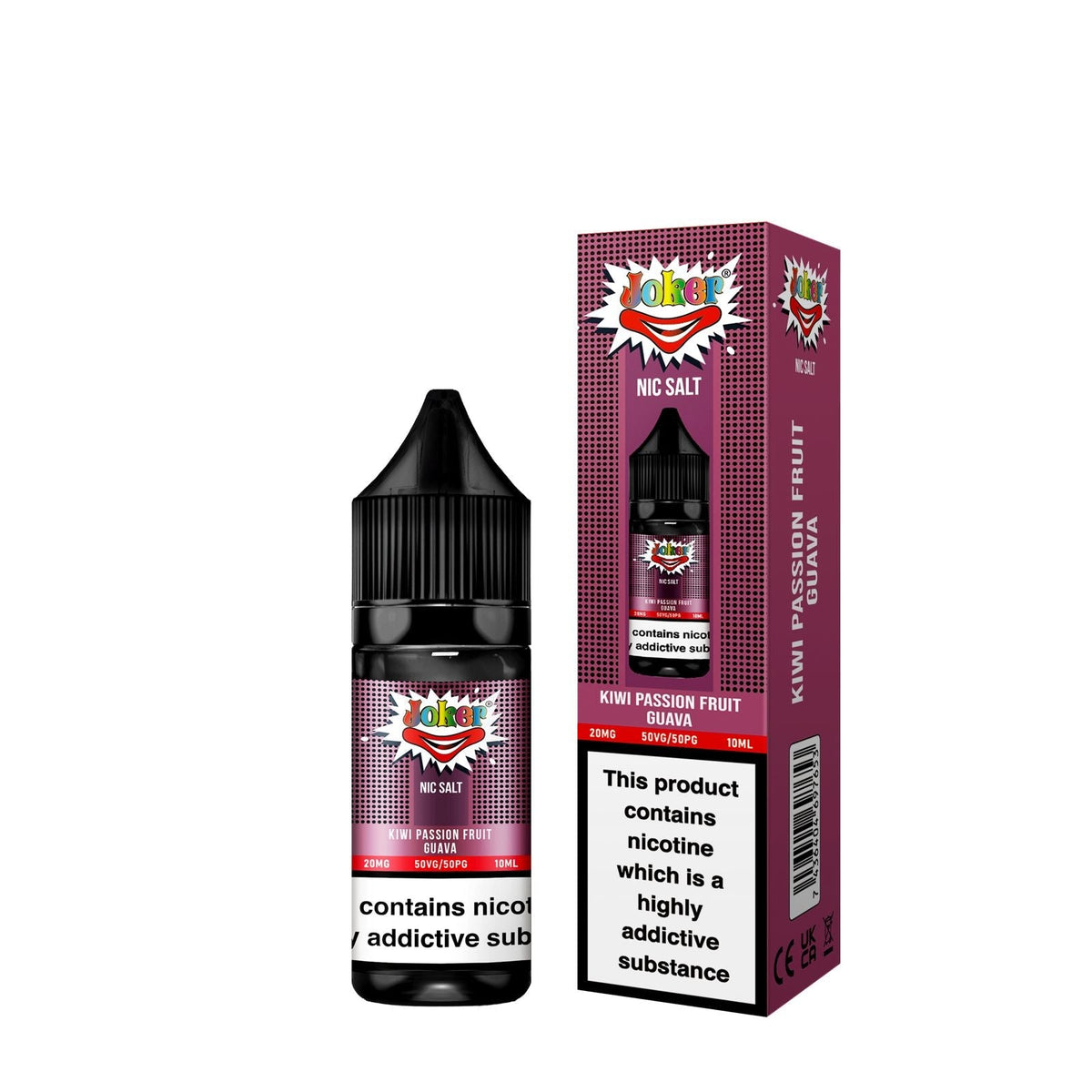Joker Nic Salt 10ml E - liquids - Box of 10 Kiwi Passion Fruit Guava